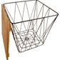Geometric Black Wire and Wooden Square Top Side Storage Table