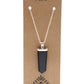 Gemstone Flat Pencil Pendant Necklace - Black Agate - Free Pouch