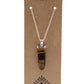 Gemstone Flat Pencil Pendant Necklace - Tigers Eye - Free Pouch