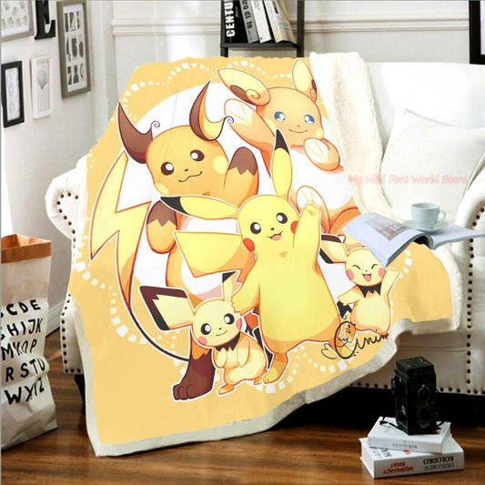 Cartoon TV Movie Soft Blanket Throw - Pokemon Pikachu 7 Designs