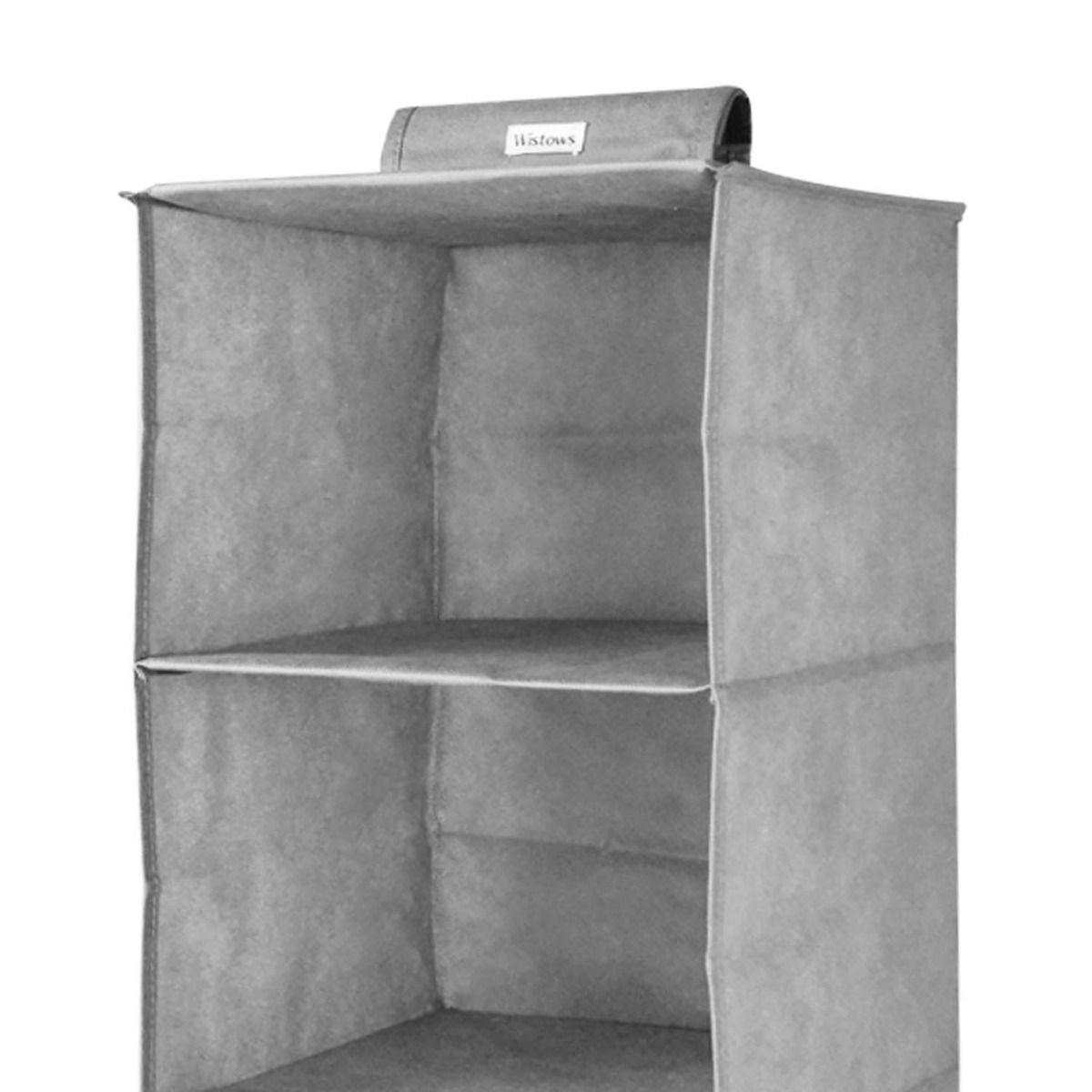 Grey Fabric Storage Hanging Organiser 6 Shelves Foldable Wardrobe