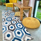 Honeycomb Geometric Tile Floor Area Rug Runner - Blue Grey