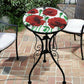 Iron Glass Round Side Coffee Patio Garden Table Plant Stand - Poppies