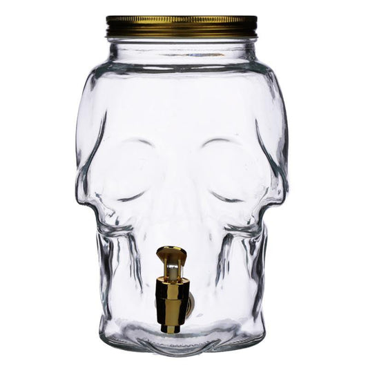 Skull Shaped Clear Glass Water Decanter Dispenser 2.6L - Skulls & Roses Gift Box - Kporium Home & Garden