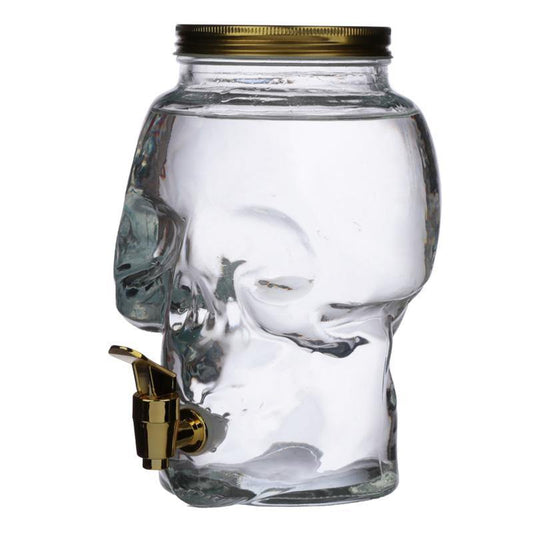 Skull Shaped Clear Glass Water Decanter Dispenser 2.6L - Skulls & Roses Gift Box - Kporium Home & Garden