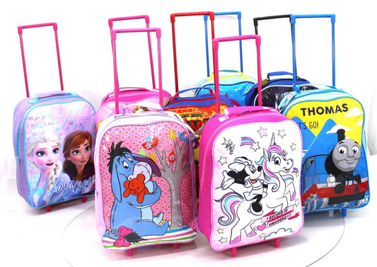 Kids Character Hand Luggage Wheelie Trolley Suitcase Bag