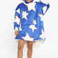 Kids Oversized Fleece Hoodie Blanket Sweatshirt - Galaxy Stars Royal Blue