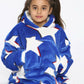 Kids Oversized Fleece Hoodie Blanket Sweatshirt - Galaxy Stars Royal Blue