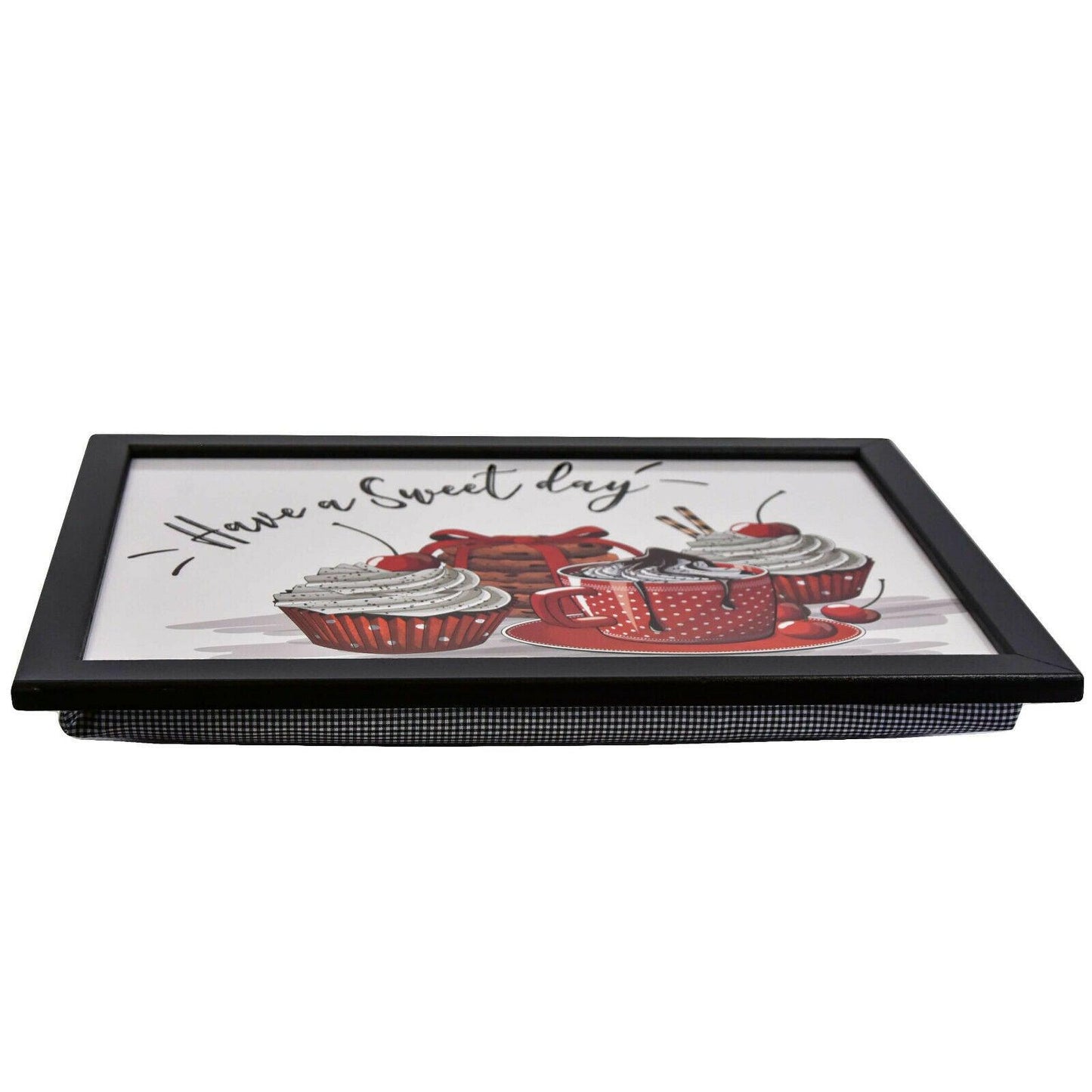 Large Wooden Soft Padded Cushioned Lap Dinner Food Tray - 10 Designs