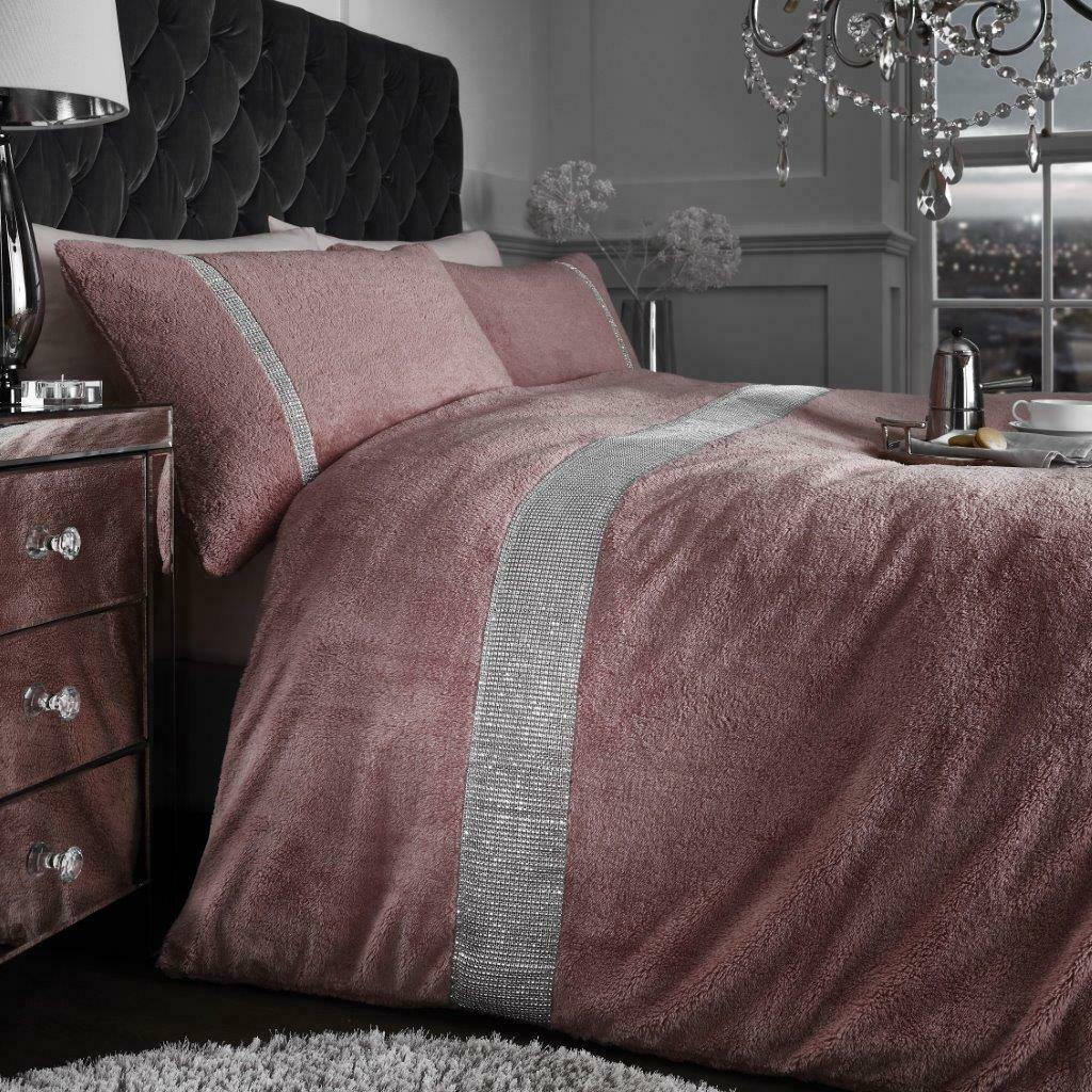 Luxury Teddy Bear Fleece Duvet Cover Diamonds Panal Bedding Quilt Set - 5 Colours - Kporium Home & Garden