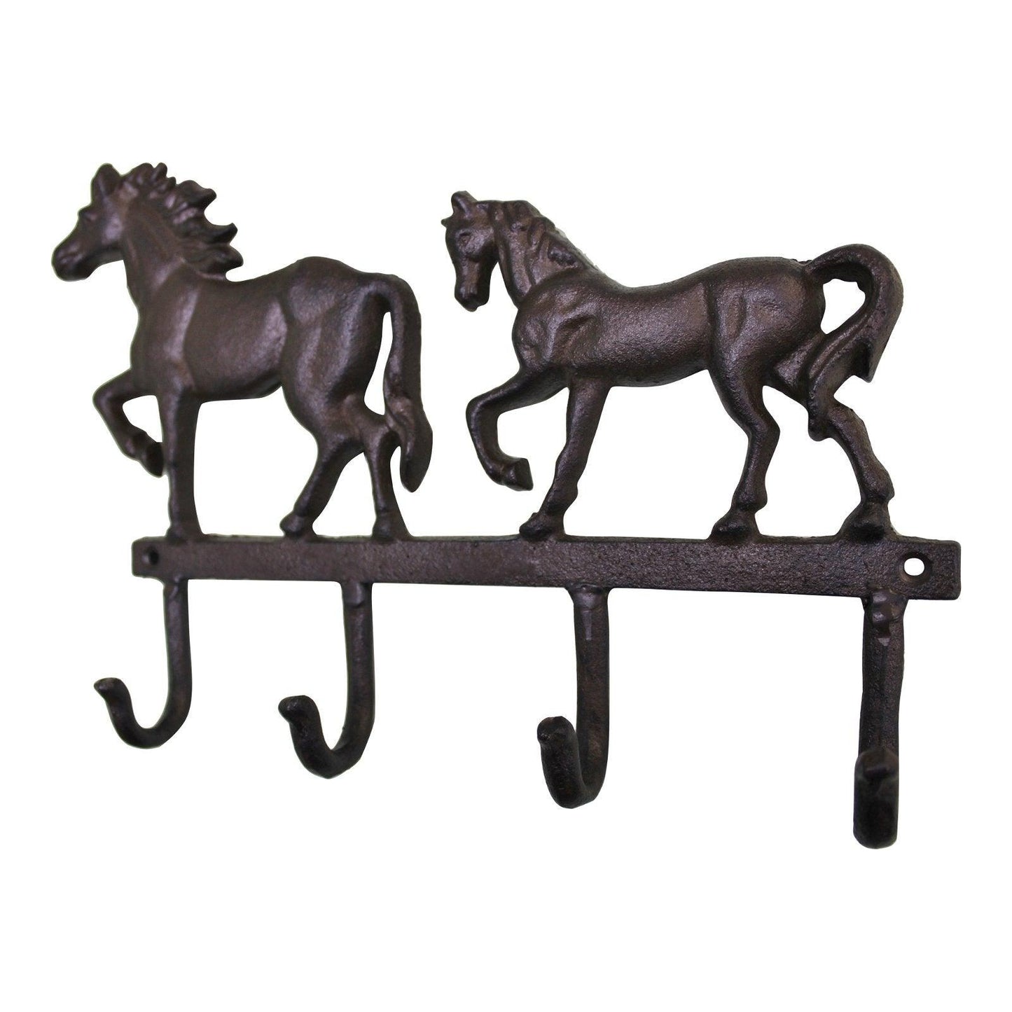 Rustic Cast Iron Wall Hooks - Coat Storage Hangers - Two Horses