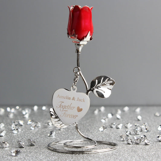 Personalised Together Forever Red Rose Bud Ornament - Kporium Home & Garden