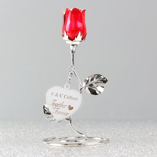 Personalised Together Forever Red Rose Bud Ornament - Kporium Home & Garden