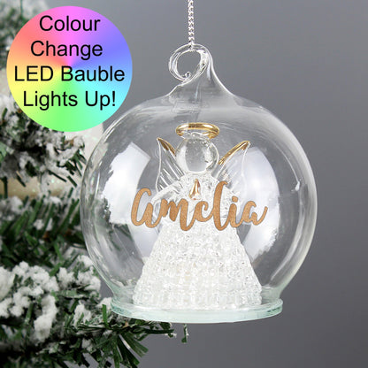 Personalised Christmas Colour Changing LED Angel Bauble Tree Decoration - Kporium Home & Garden