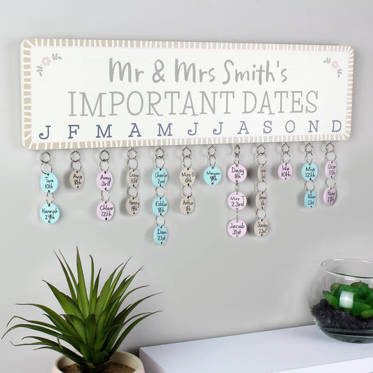 Personalised Family Birthday Planner Plaque with Customisable Discs - Home Inspired Gifts