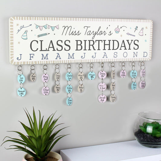 Personalised Classroom Office Birthday Planner Plaque with Customisable Discs - Home Inspired Gifts