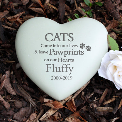 Personalised Cat Pawprints Heart Memorial Plaque Ornament - Kporium Home & Garden