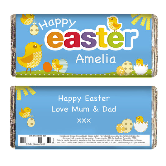 Personalised Easter Chick Milk Chocolate Bar Confectionery Gift