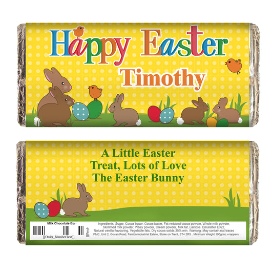 Personalised Easter Bunny Milk Chocolate Bar Confectionery Gift