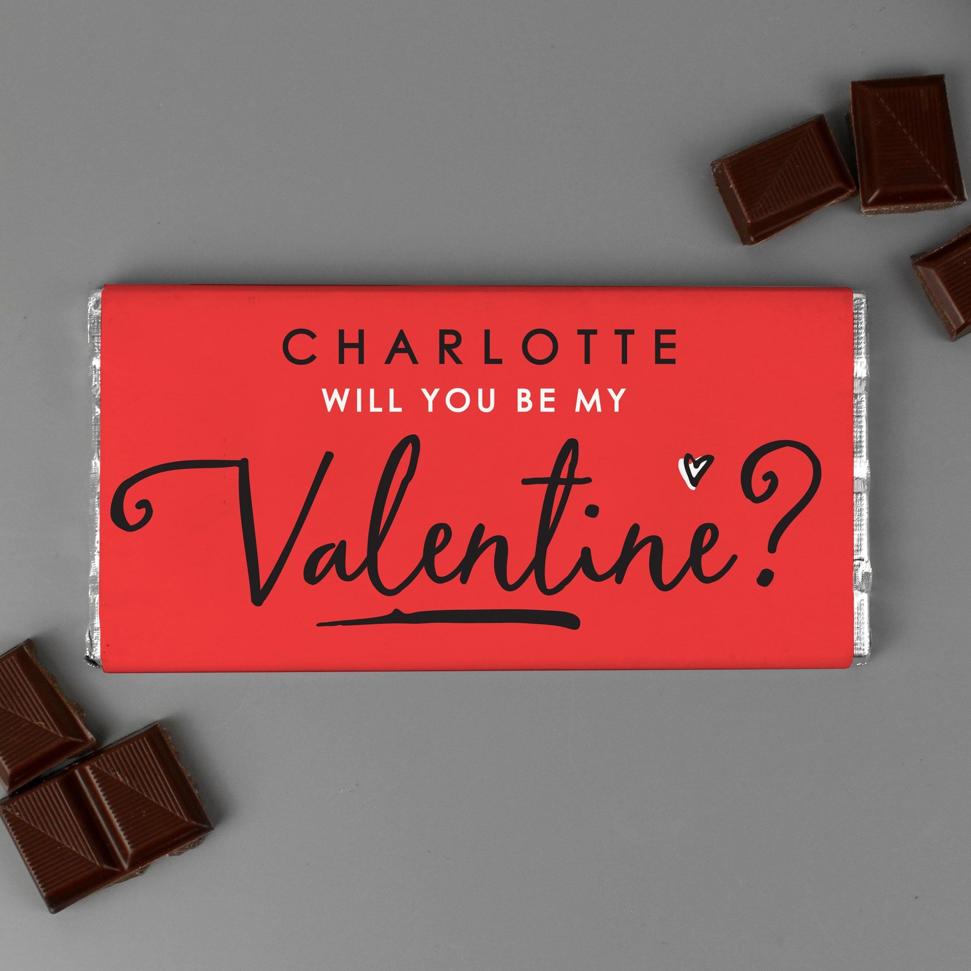 Personalised Red Be My Valentine Milk Chocolate Bar Confectionery Gift - Home Inspired Gifts