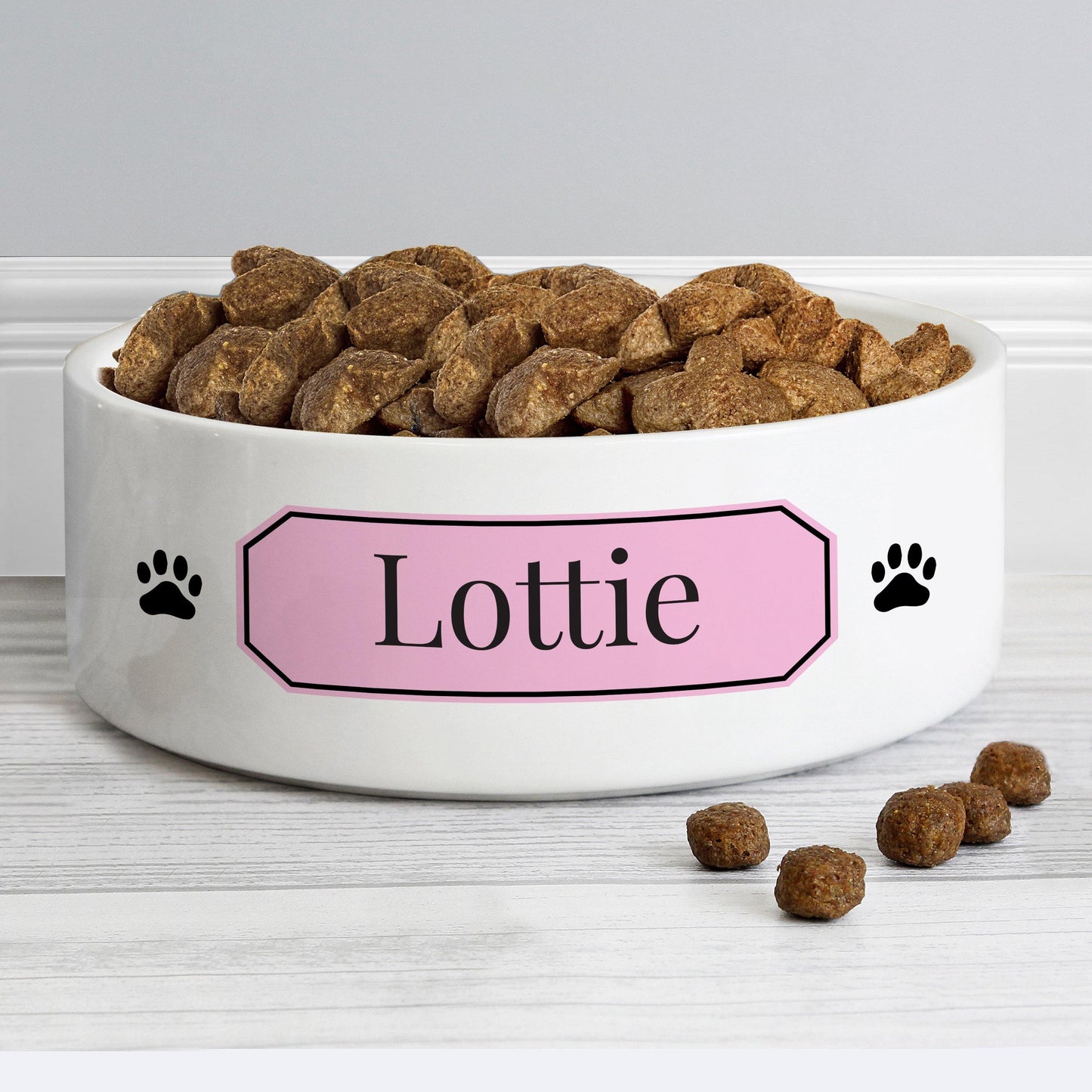 Personalised Ceramic Pink Plaque 14cm Medium Pet Bowl - Home Inspired Gifts