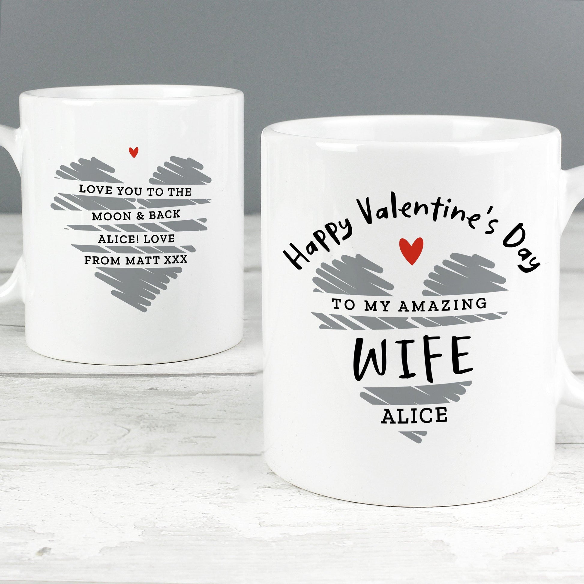 Personalised White Happy Valentine's Day Message Mug Gift - Home Inspired Gifts