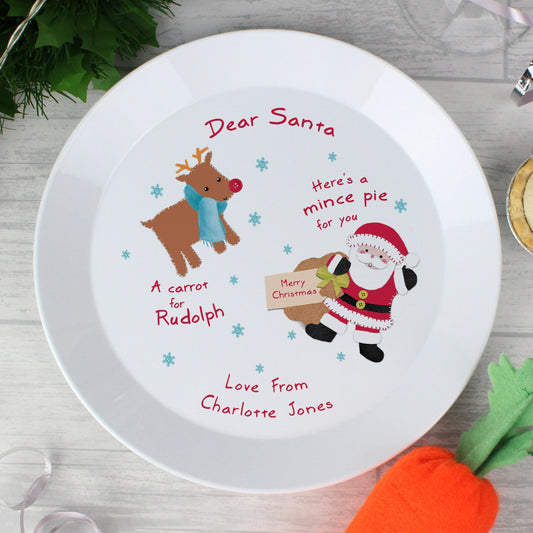 Personalised Santa and Rudolph Christmas Eve Mince Pie Plastic Plate - Kporium Home & Garden