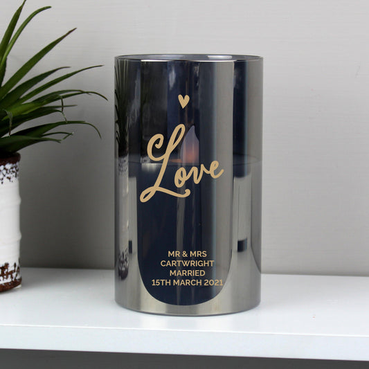 Personalised Message Love Smoked Glass LED Candle - Home Inspired Gifts