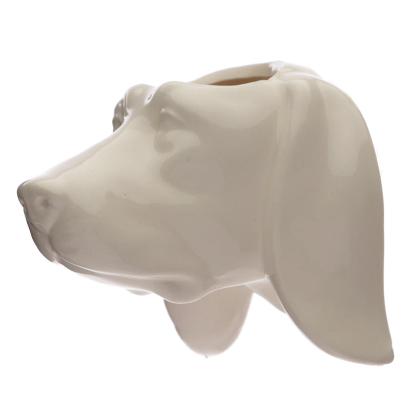 Decorative Ceramic Indoor Wall Planter Pot - Dog Head Face