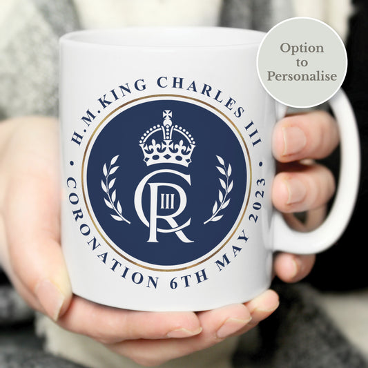 Personalised King Charles III Blue Crest Coronation Commemorative Mug