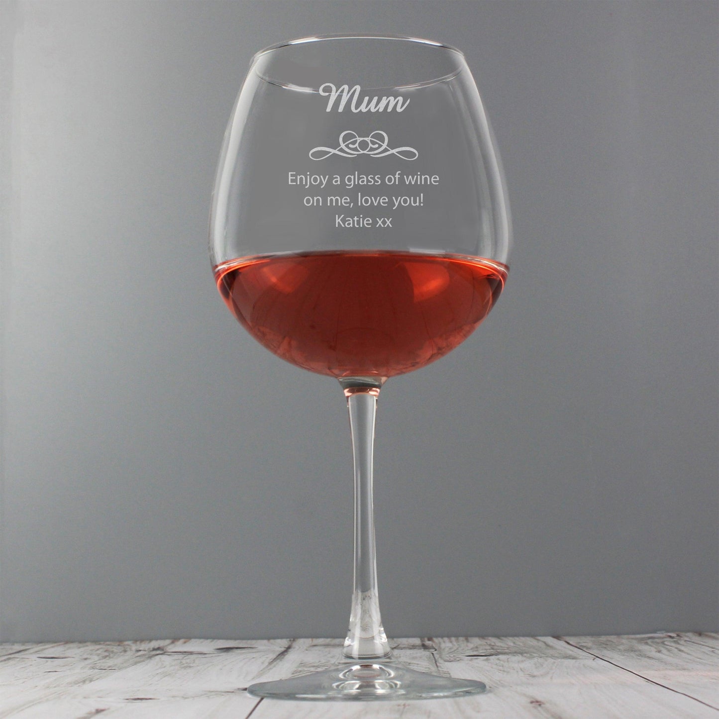 Personalised Large Decorative Full Bottle of Wine Glass Gift