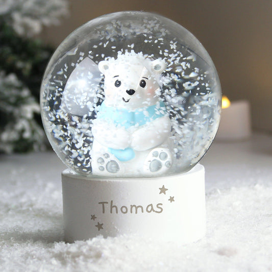 Personalised Polar Bear Name Glitter Snow Globe - Water Ball