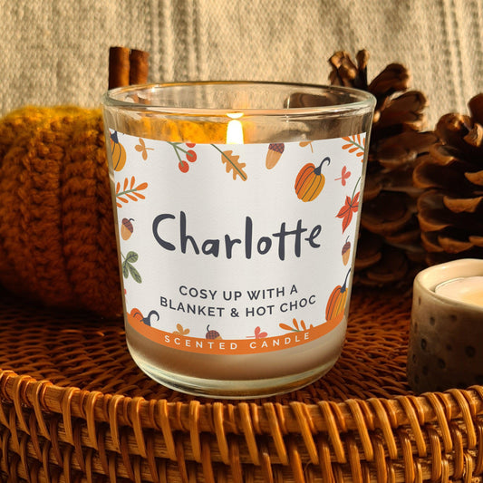 Personalised Scented Pumpkin Candle in a Glass Jar