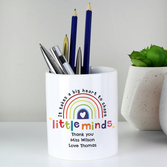Personalised Shape Little Minds Rainbow Ceramic Storage Pot Gift