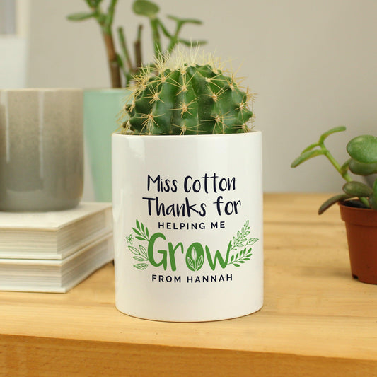 Personalised Thanks For Helping Me Grow Ceramic Storage Pot Gift