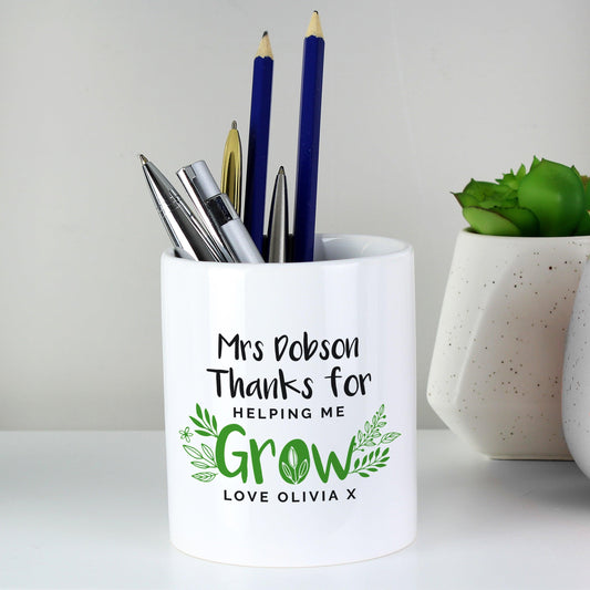 Personalised Thanks For Helping Me Grow Ceramic Storage Pot Gift