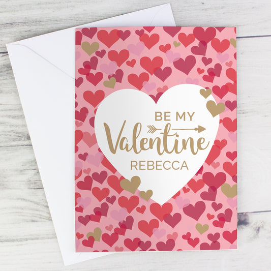Personalised Be My Valentine's Day Confetti Hearts Greeting Card