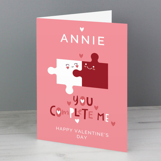 Personalised You Complete Me Puzzle Greeting Card