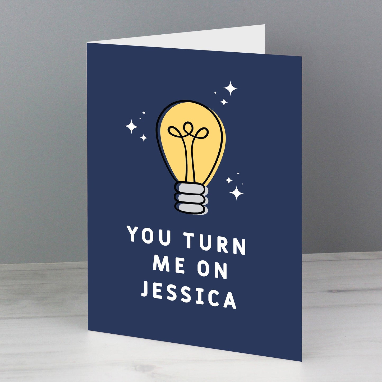Personalised You Turn Me On Greeting Card
