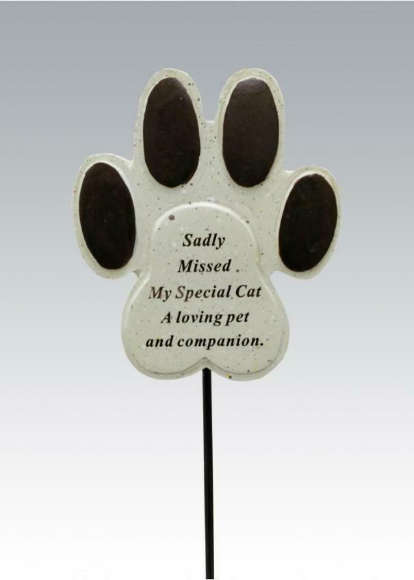 Pet Cat Paw Graveside Remembrance Spike Memorial Plaque