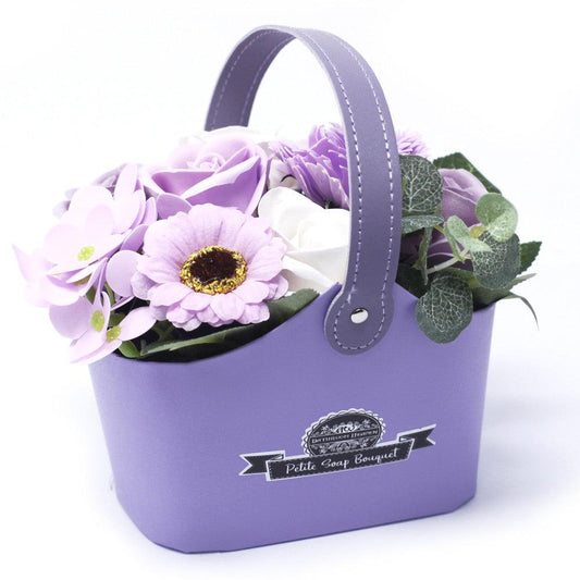 Petite Scented Soap Soft Lavender Flower Bouquet in Basket