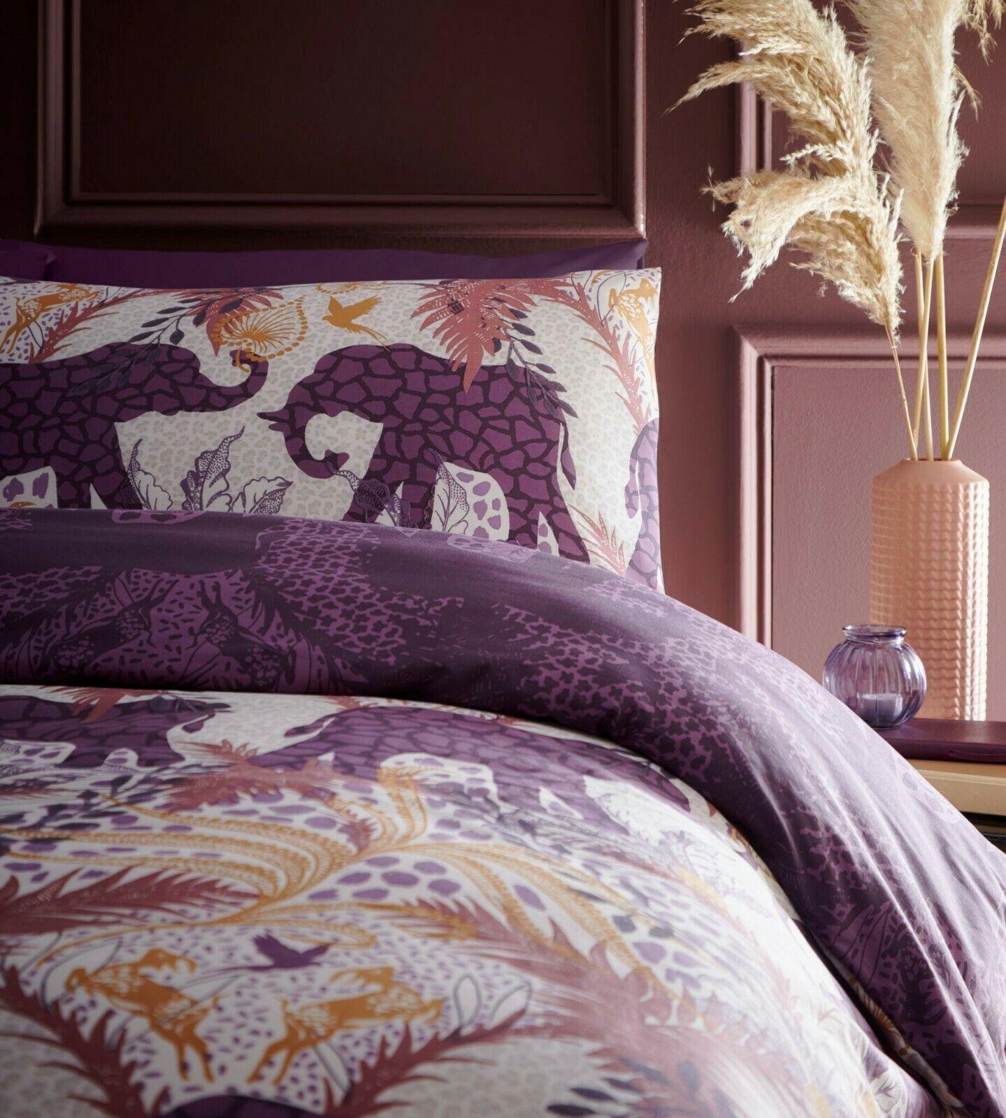 Purple Plum Indian Elephant Duvet Cover Polycotton Reversible Bedding