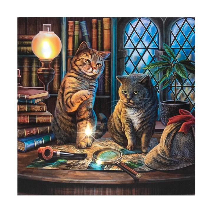 Purrlock Holmes Light Up Canvas Wall Plaque by Lisa Parker