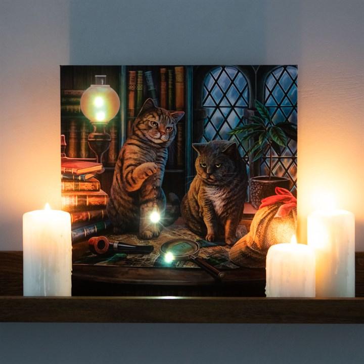 Purrlock Holmes Light Up Canvas Wall Plaque by Lisa Parker