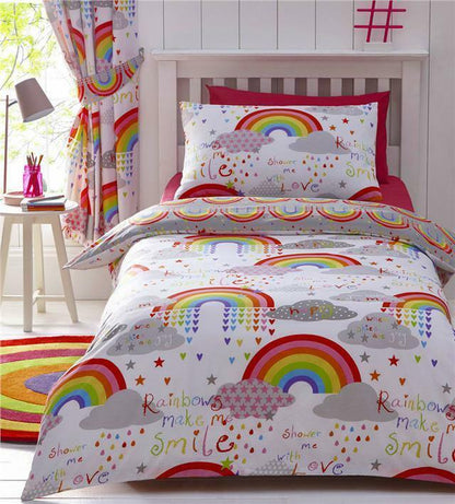 Rainbow Print Reversible Polycotton Kids Duvet Bedding Quilt Set