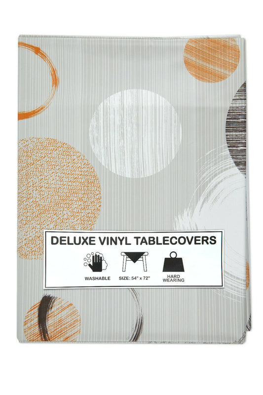 Rectangle Vinyl Plastic Wipe Clean Tablecloth - Circles