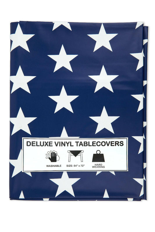 Rectangle Vinyl Plastic Wipe Clean Tablecloth - Stars