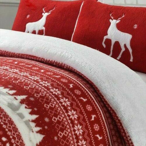 Red Noel Scandinavian Teddy Christmas Duvet Cover Bedding Set