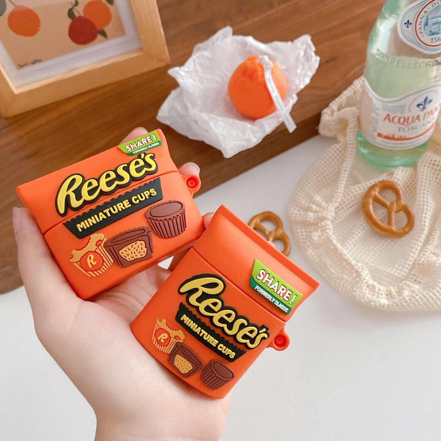 Reeses Chocolate Cups Design AirPods 1 2 Pro Silicone Protective 360 Case