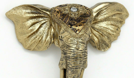 Exotic Gold Elephant Head Wall Ornament Sculpture 31cm